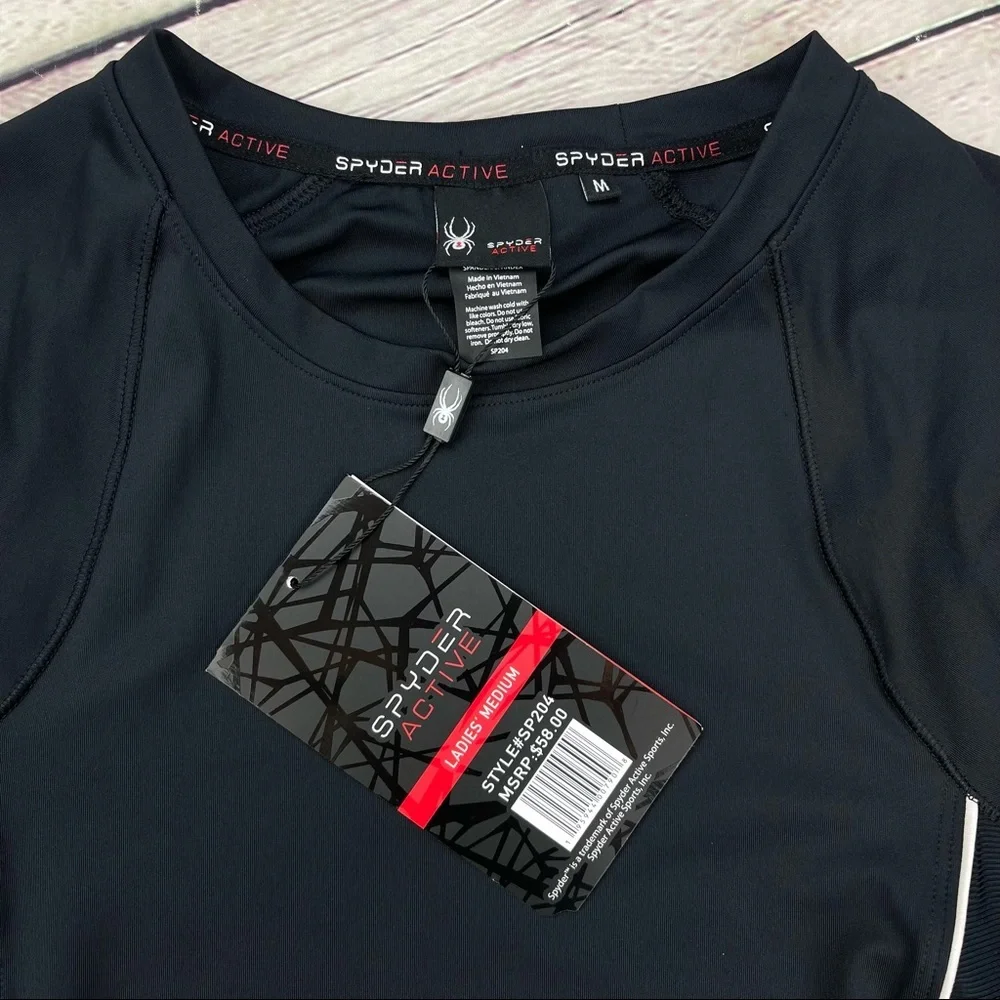 NWT Spyder Active Women’s black  active short sleeve tee shirt size M - Picture 4 of 11